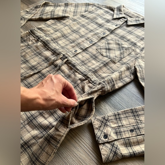 United By Blue NWOT Moraine Flannel Dress-Tan/Blue-Women’s L-Cozy/Western/Comfy - Picture 5 of 11